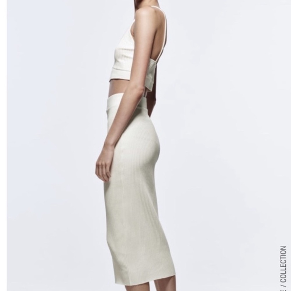 Zara Cream Midi Skirt - Picture 4 of 7